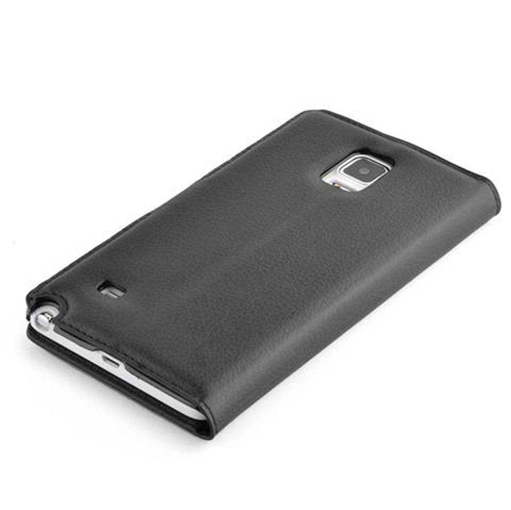 Cadorabo Hülle für Samsung Galaxy NOTE 4 Schutz Hülle in Schwarz Handyhülle Etui Case Cover Magnetverschluss