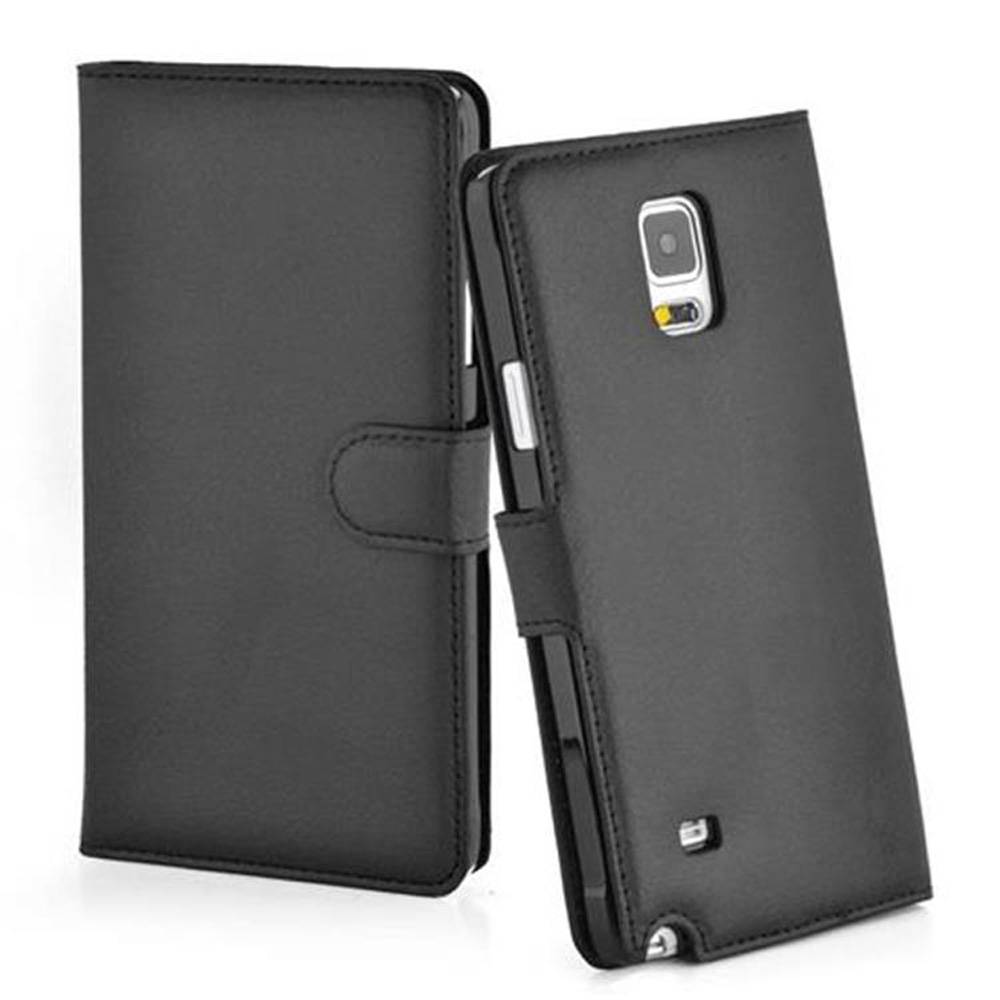Cadorabo Hülle für Samsung Galaxy NOTE 4 Schutz Hülle in Schwarz Handyhülle Etui Case Cover Magnetverschluss