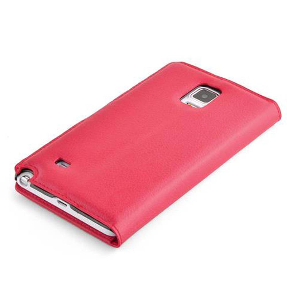 Cadorabo Hülle für Samsung Galaxy NOTE 4 Schutz Hülle in Rot Handyhülle Etui Case Cover Magnetverschluss