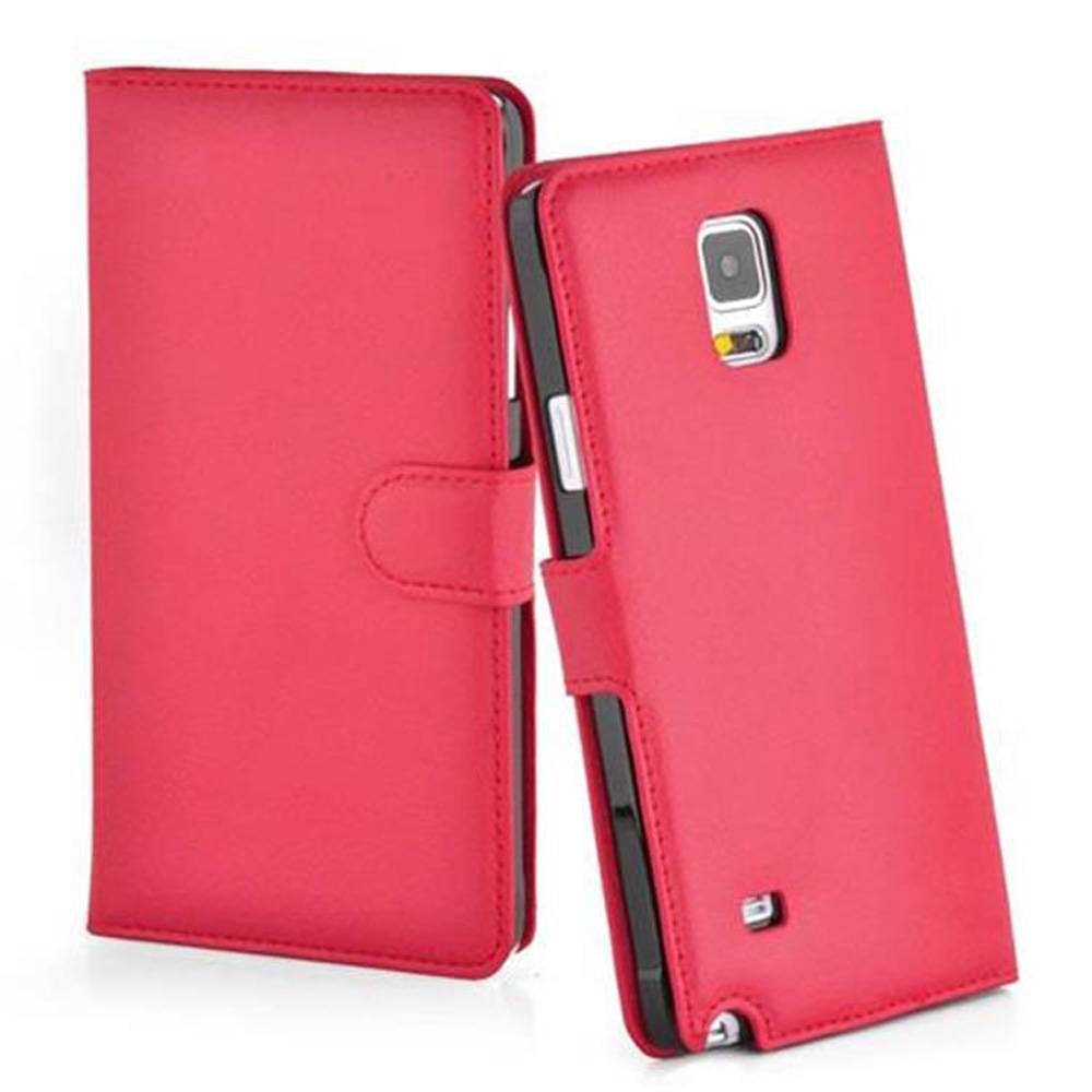 Cadorabo Hülle für Samsung Galaxy NOTE 4 Schutz Hülle in Rot Handyhülle Etui Case Cover Magnetverschluss