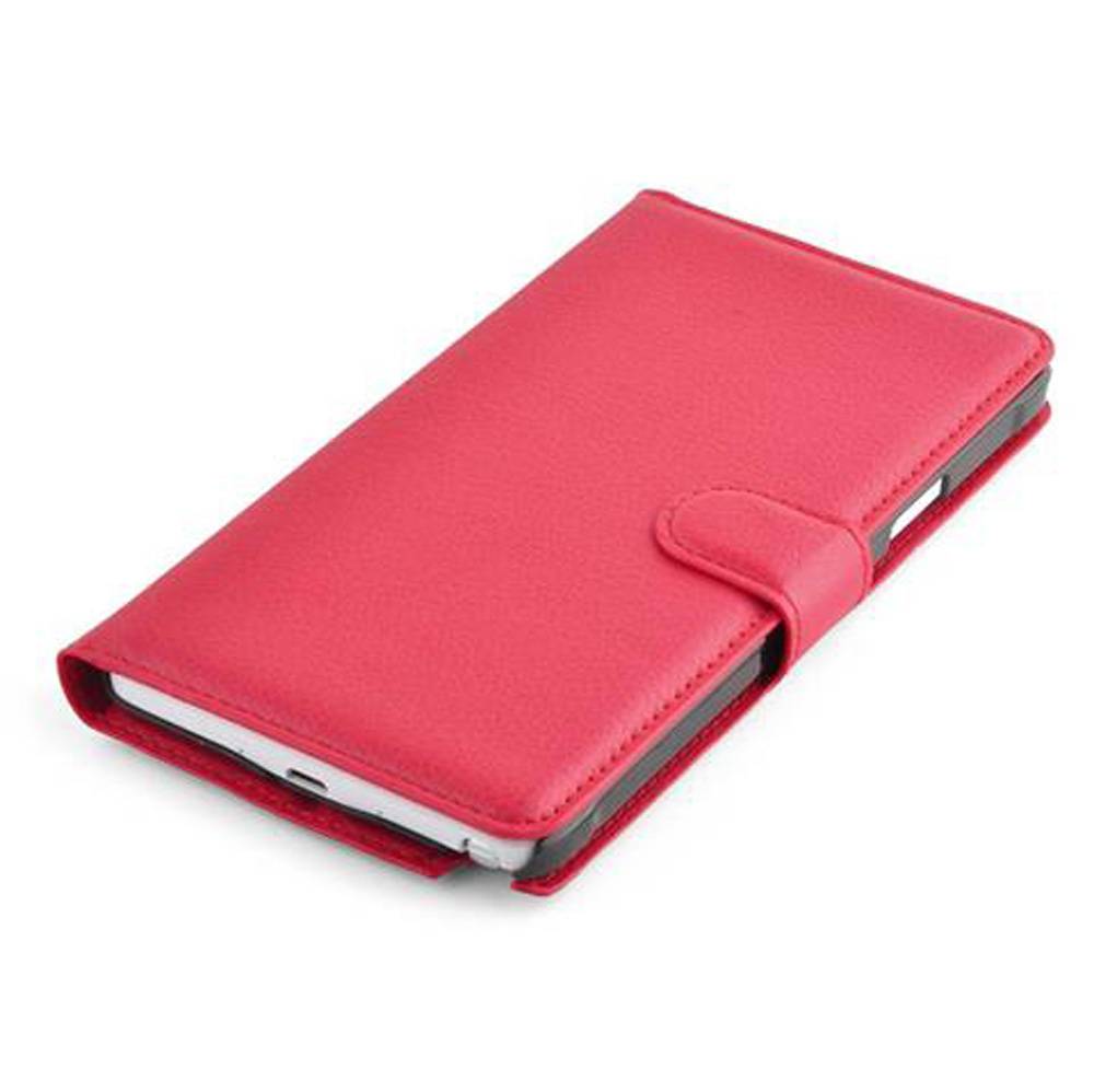 Cadorabo Hülle für Samsung Galaxy NOTE 4 Schutz Hülle in Rot Handyhülle Etui Case Cover Magnetverschluss