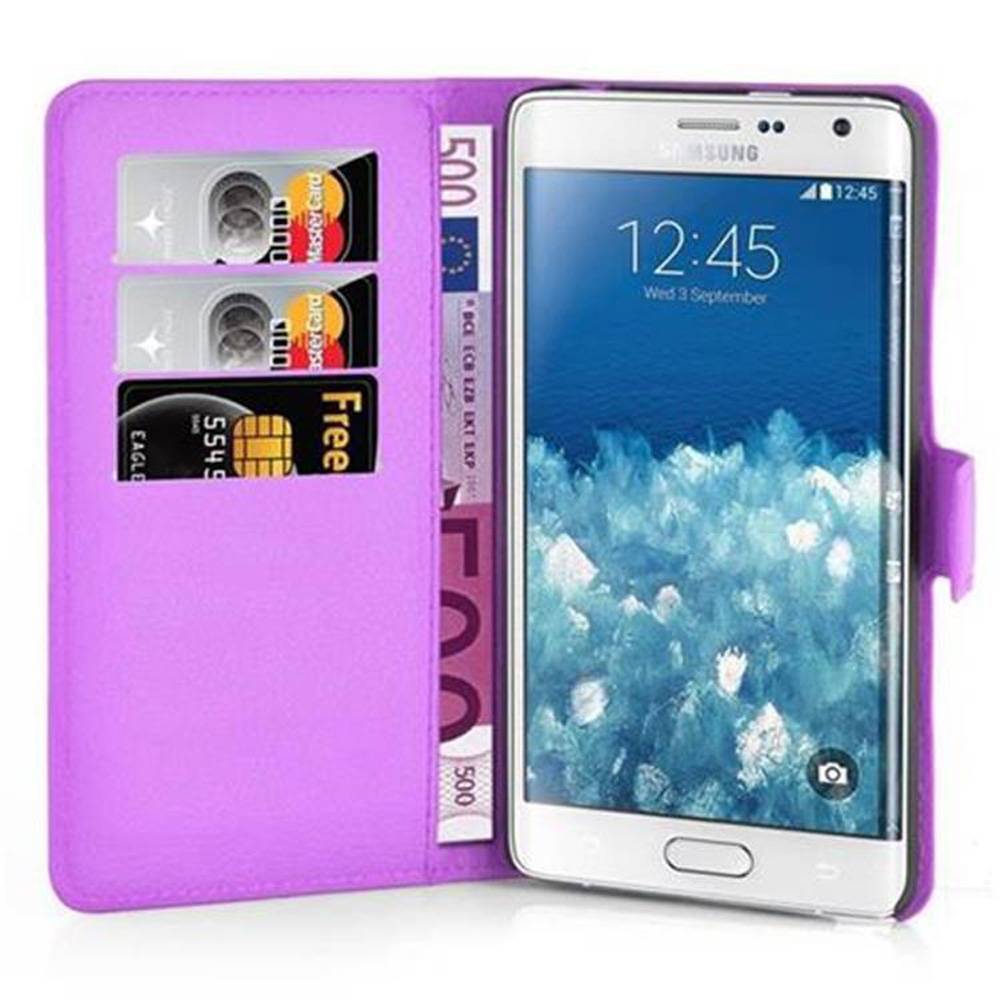 Cadorabo Hülle für Samsung Galaxy NOTE EDGE Schutz Hülle in Lila Handyhülle Etui Case Cover Magnetverschluss