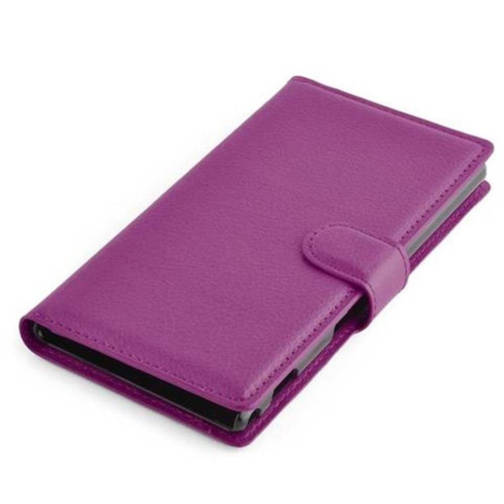 Cadorabo Hülle für Sony Xperia M2 / M2 AQUA Schutz Hülle in Lila Handyhülle Etui Case Cover Magnetverschluss