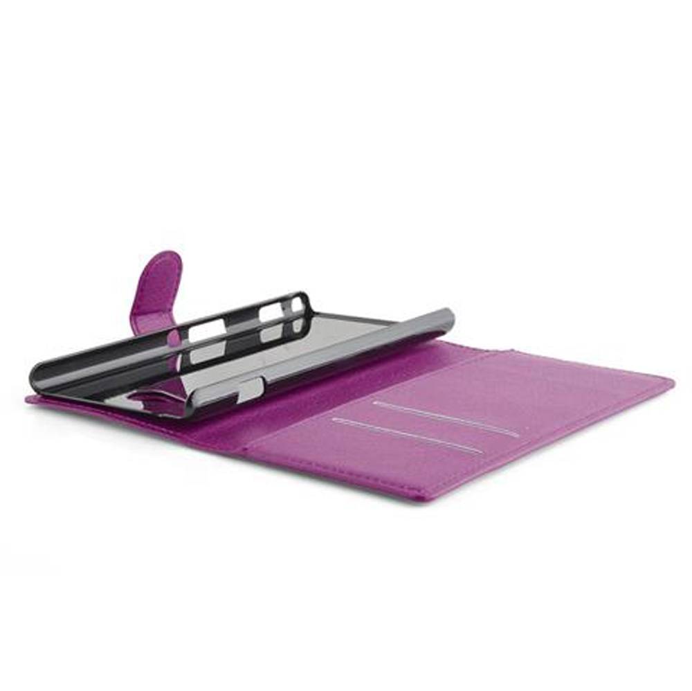 Cadorabo Hülle für Sony Xperia M2 / M2 AQUA Schutz Hülle in Lila Handyhülle Etui Case Cover Magnetverschluss