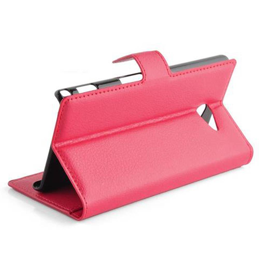 Cadorabo Hülle für Sony Xperia M2 / M2 AQUA Schutz Hülle in Rot Handyhülle Etui Case Cover Magnetverschluss