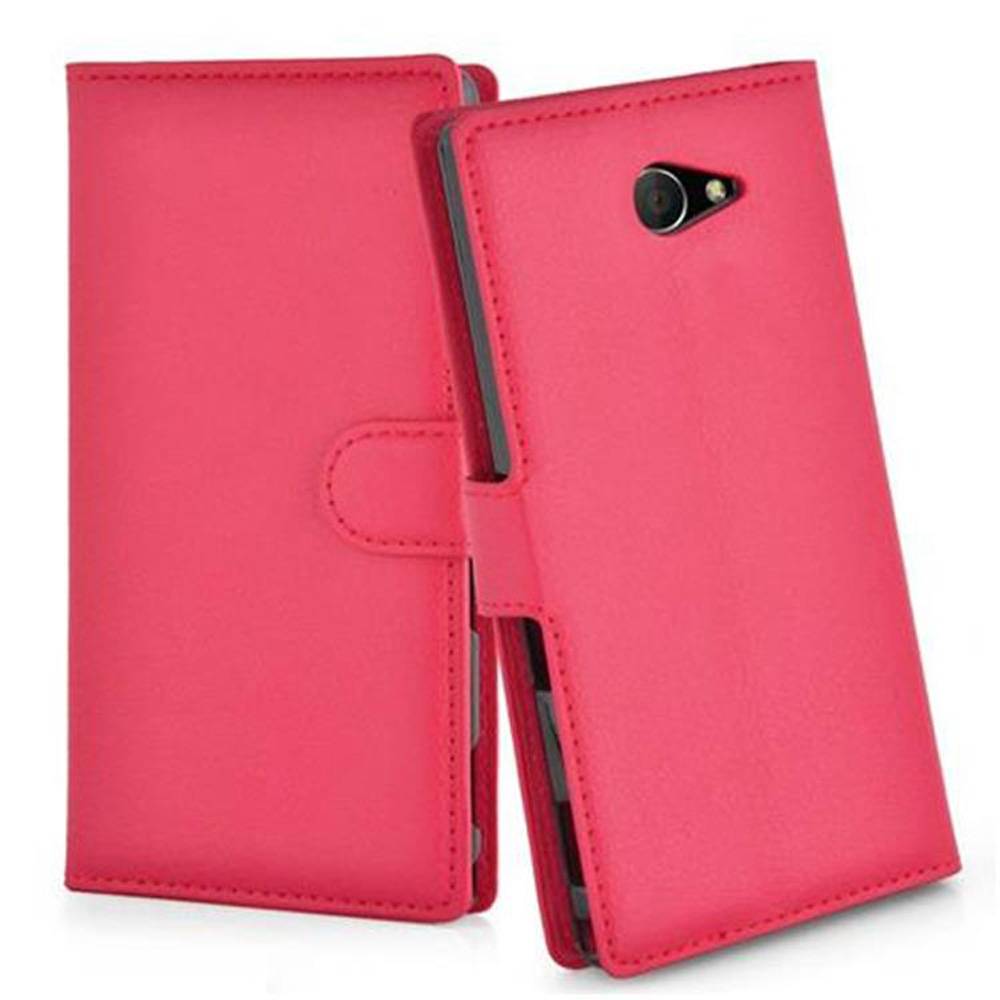 Cadorabo Hülle für Sony Xperia M2 / M2 AQUA Schutz Hülle in Rot Handyhülle Etui Case Cover Magnetverschluss