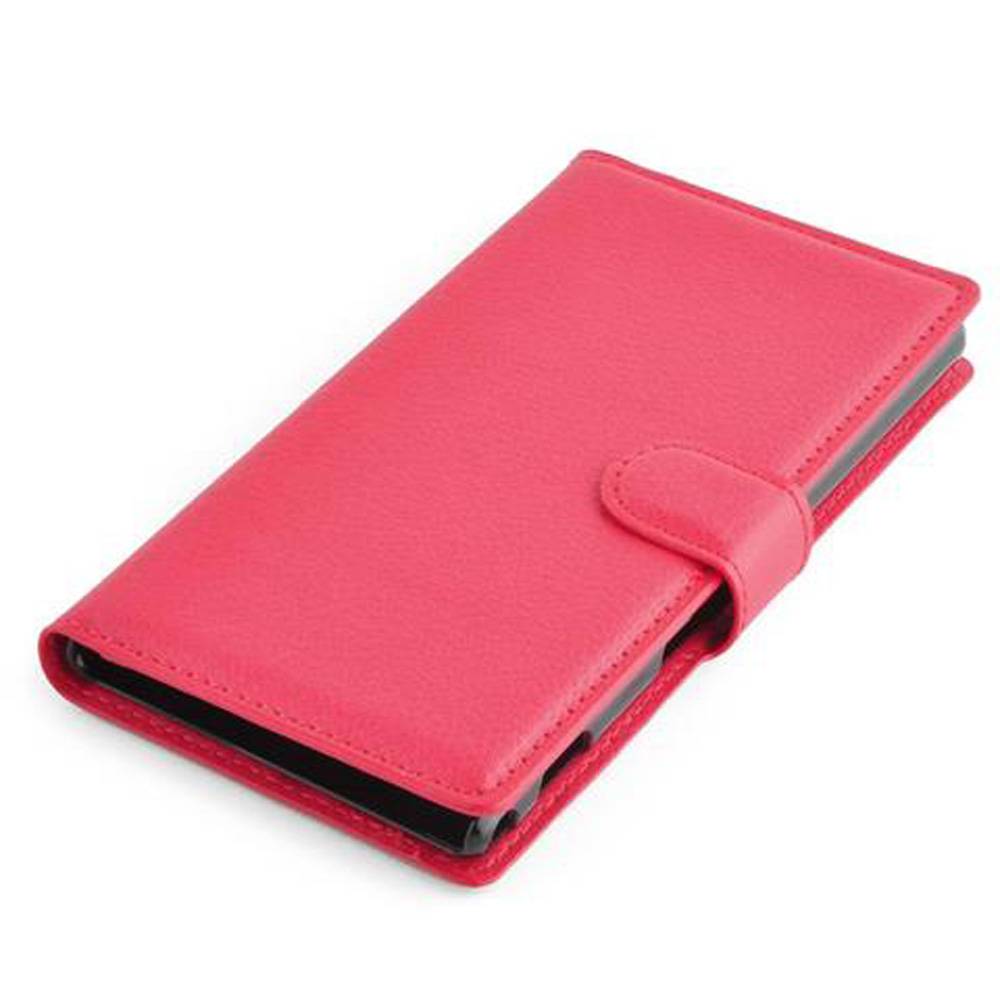 Cadorabo Hülle für Sony Xperia M2 / M2 AQUA Schutz Hülle in Rot Handyhülle Etui Case Cover Magnetverschluss