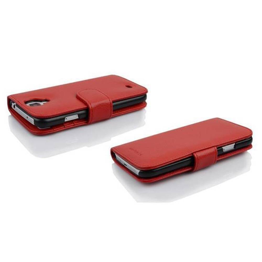 Cadorabo Schutzhülle für Samsung Galaxy S4 Hülle in Rot Handyhülle mit Spiegel Kartenfach Etui Case Cover