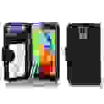 Cadorabo Schutzhülle für Samsung Galaxy S5 / S5 NEO Hülle in Schwarz Handyhülle mit Spiegel Kartenfach Etui Case Cover