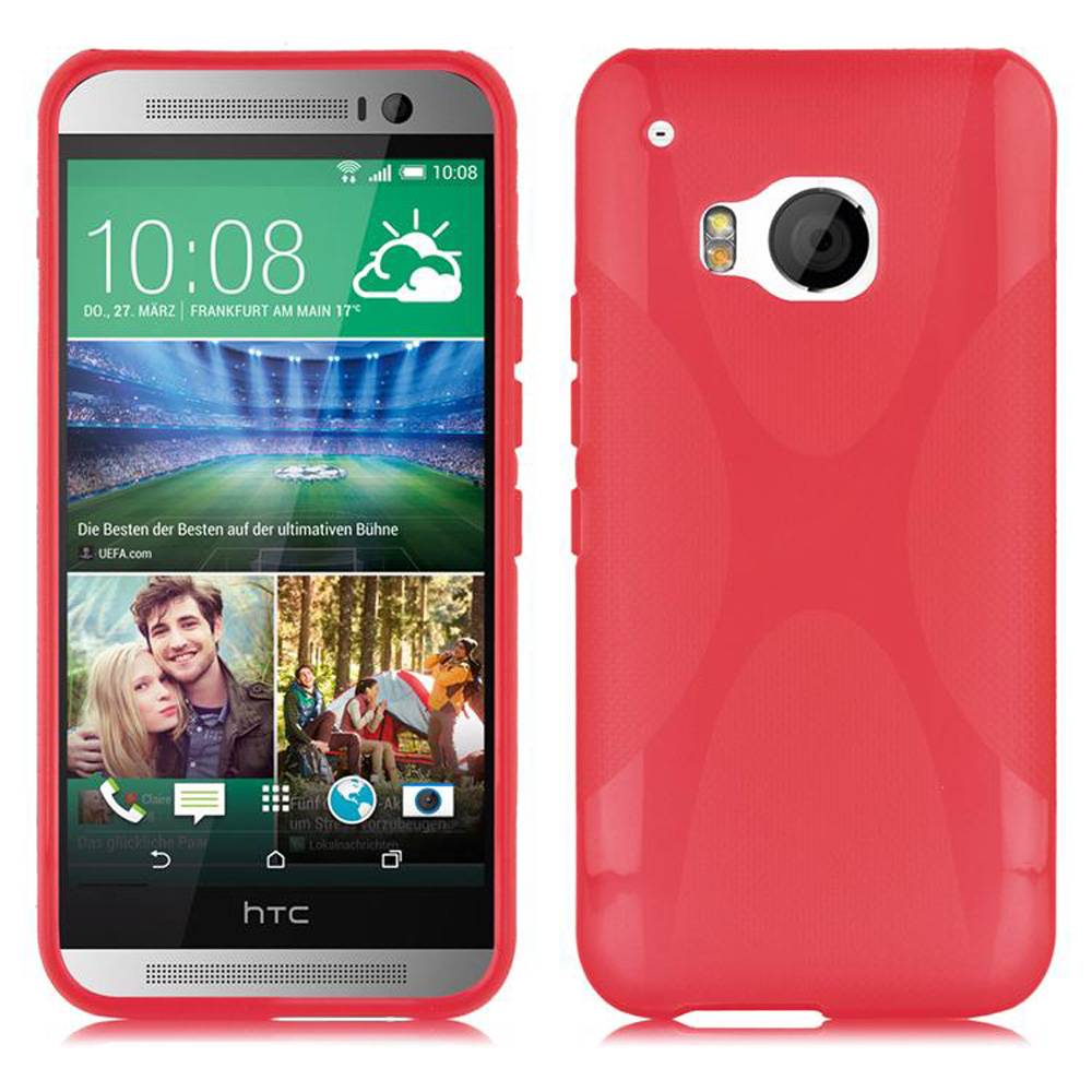 Cadorabo Handyhülle für HTC ONE M9 in Rot Hülle Schutzhülle TPU Silikon Backcover Case