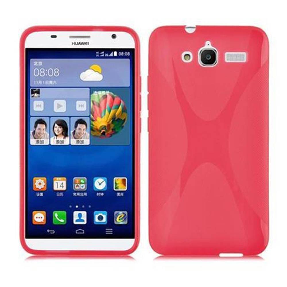 Cadorabo Handyhülle für Huawei ASCEND GX1 in Rot Hülle Schutzhülle TPU Silikon Backcover Case