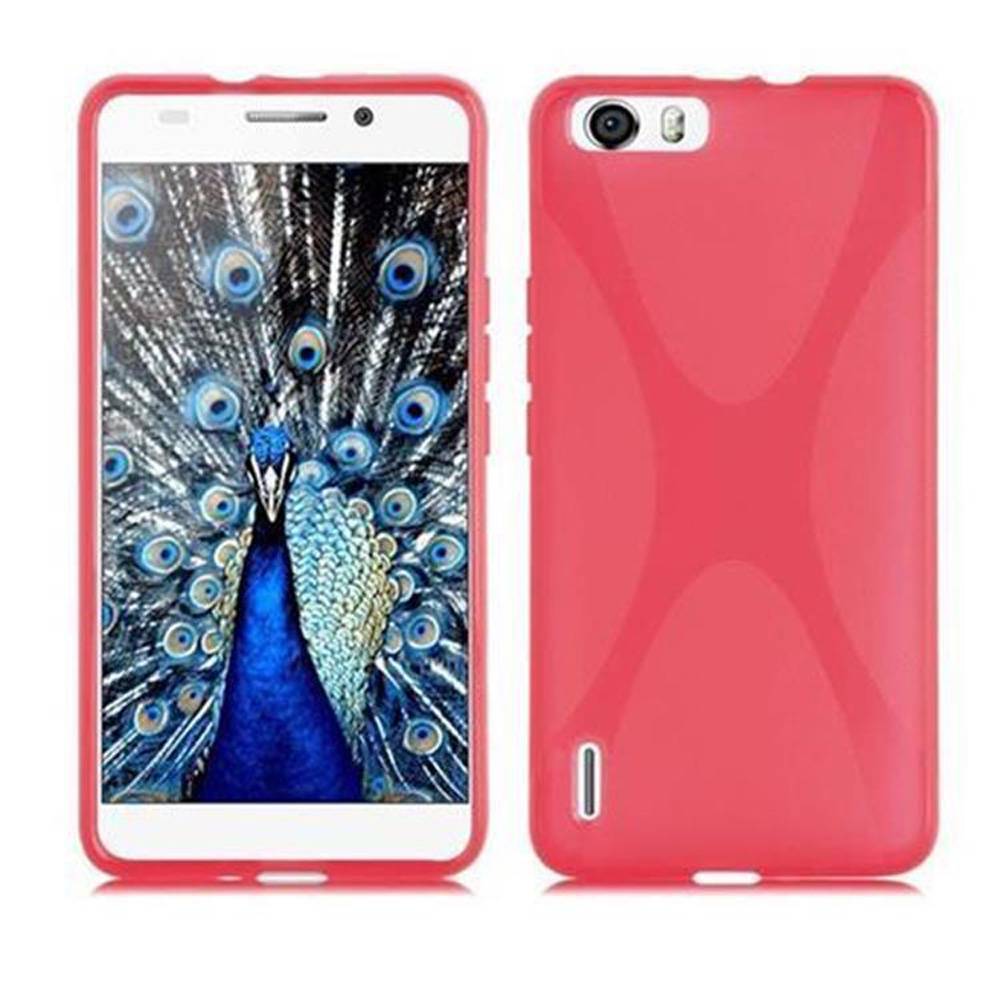Cadorabo Handyhülle für Honor 6 PLUS in Rot Hülle Schutzhülle TPU Silikon Backcover Case