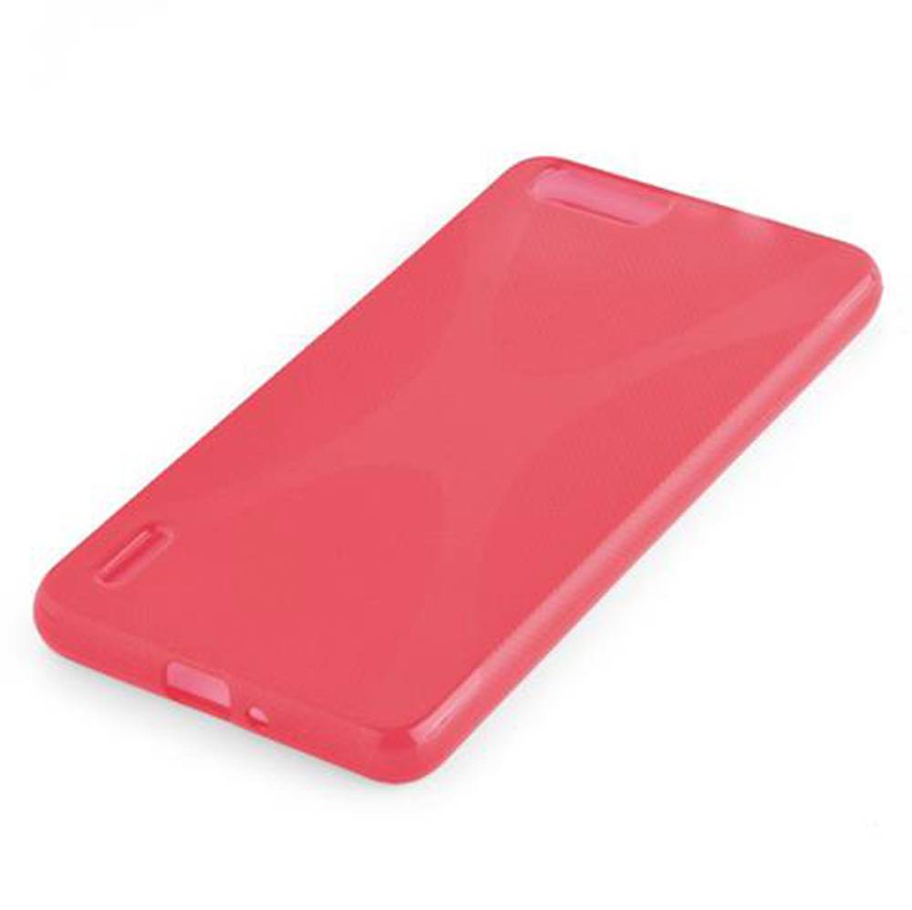 Cadorabo Handyhülle für Honor 6 PLUS in Rot Hülle Schutzhülle TPU Silikon Backcover Case
