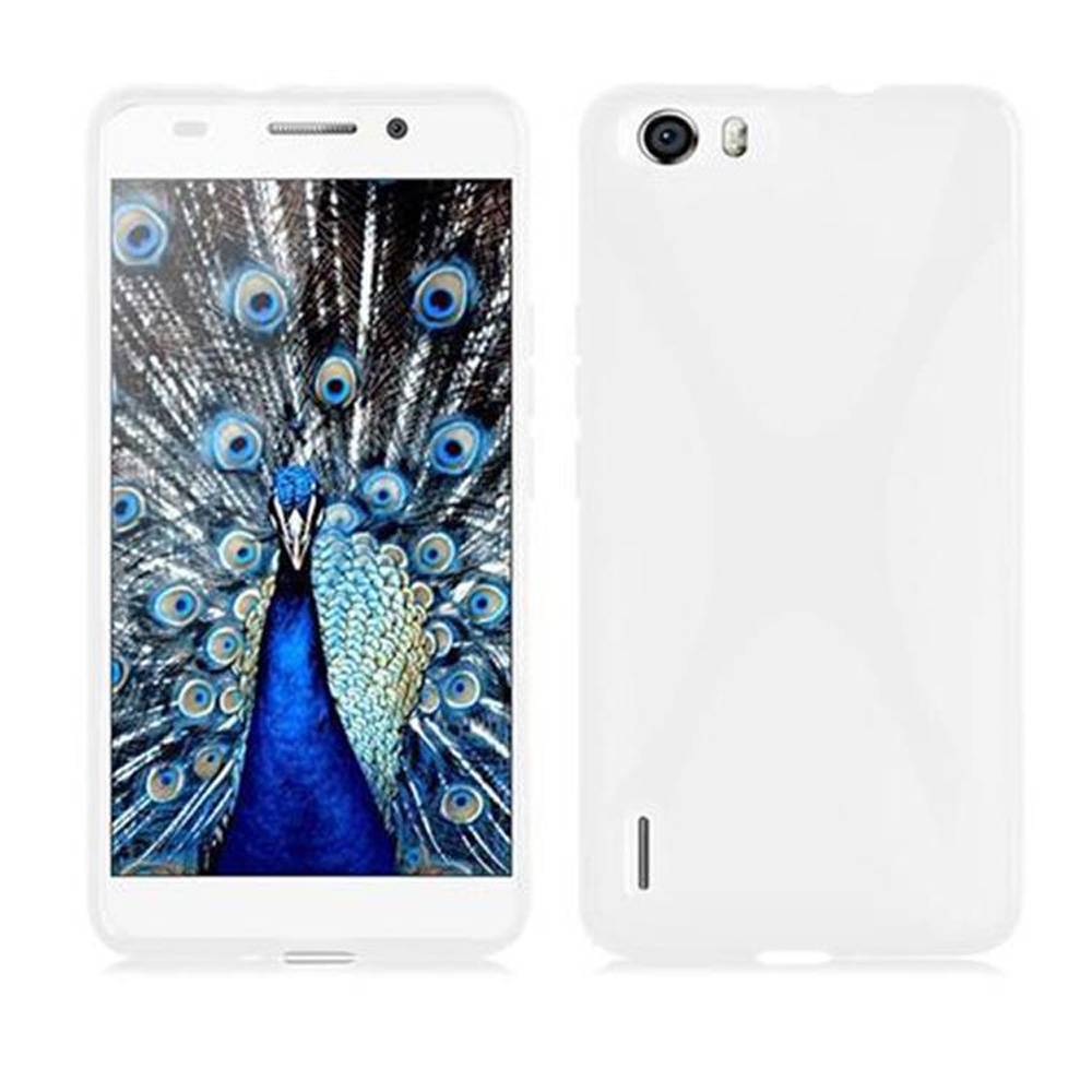 Cadorabo Handyhülle für Honor 6 PLUS in Weiß Hülle Schutzhülle TPU Silikon Backcover Case