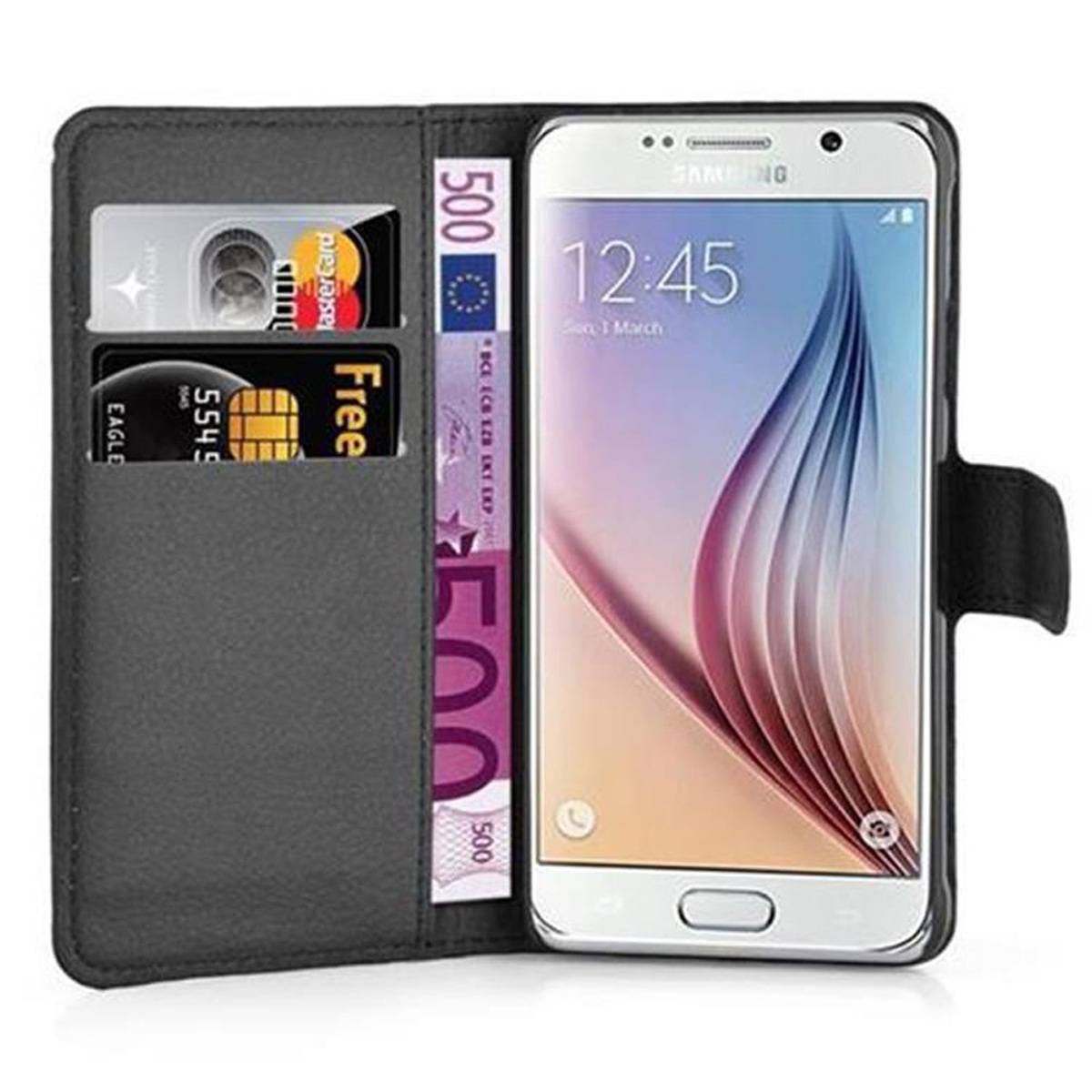 Cadorabo Hülle für Samsung Galaxy S6 Schutz Hülle in Schwarz Handyhülle Etui Case Cover Magnetverschluss