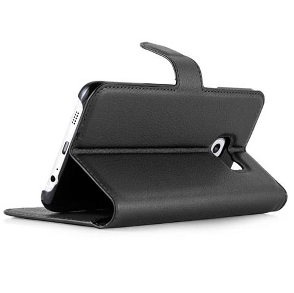 Cadorabo Hülle für Samsung Galaxy S6 EDGE Schutz Hülle in Schwarz Handyhülle Etui Case Cover Magnetverschluss