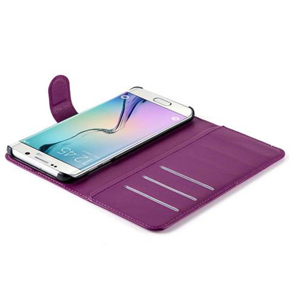 Cadorabo Hülle für Samsung Galaxy S6 EDGE Schutz Hülle in Lila Handyhülle Etui Case Cover Magnetverschluss