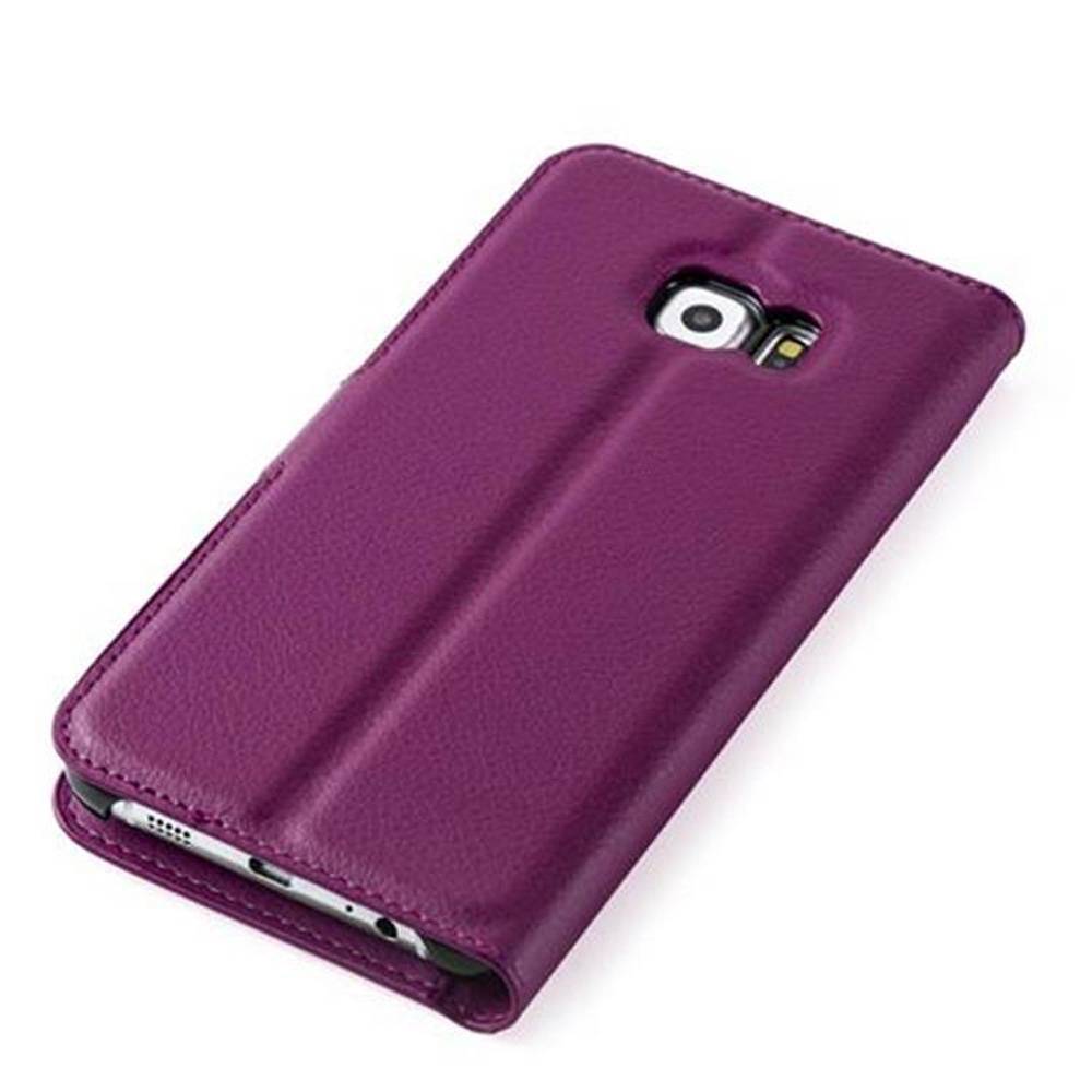 Cadorabo Hülle für Samsung Galaxy S6 EDGE Schutz Hülle in Lila Handyhülle Etui Case Cover Magnetverschluss