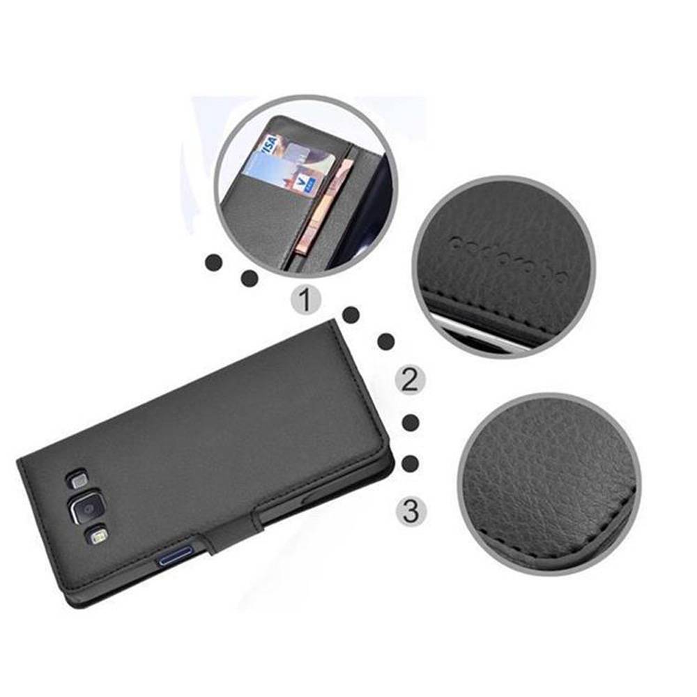 Cadorabo Hülle für Samsung Galaxy A7 2015 Schutz Hülle in Schwarz Handyhülle Etui Case Cover Magnetverschluss