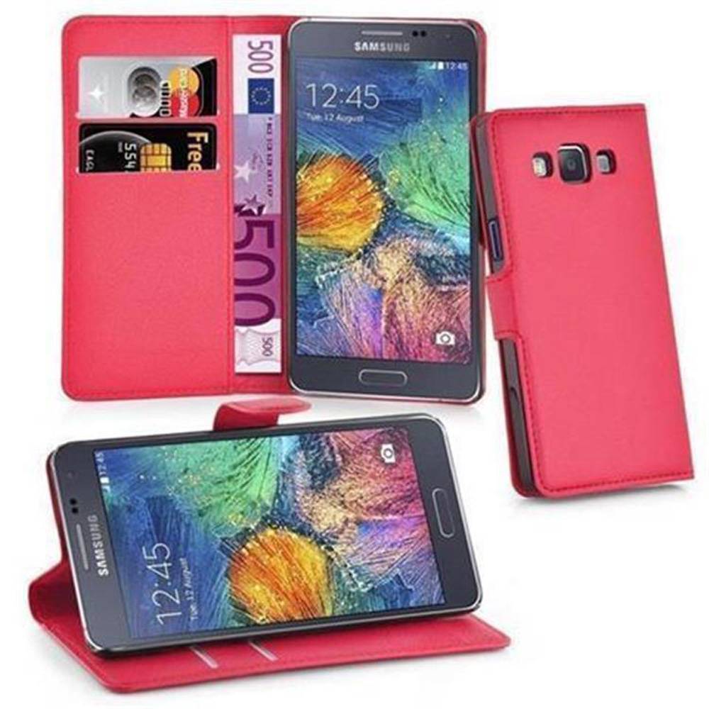 Cadorabo Hülle für Samsung Galaxy A7 2015 Schutz Hülle in Rot Handyhülle Etui Case Cover Magnetverschluss