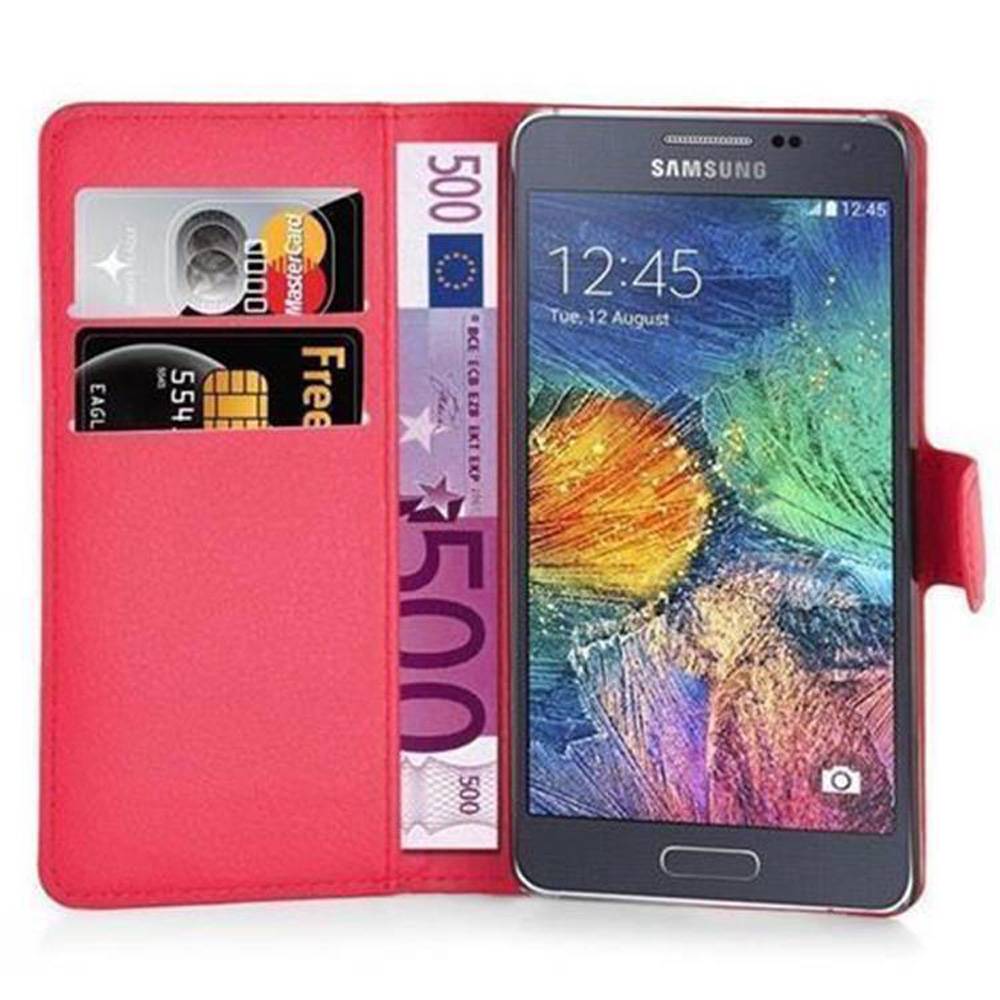 Cadorabo Hülle für Samsung Galaxy A7 2015 Schutz Hülle in Rot Handyhülle Etui Case Cover Magnetverschluss