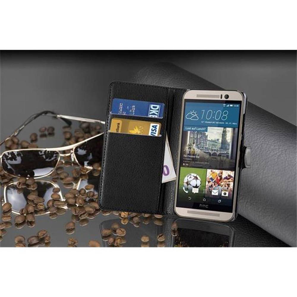 Cadorabo Hülle für HTC ONE M9 Schutz Hülle in Schwarz Handyhülle Etui Case Cover Magnetverschluss