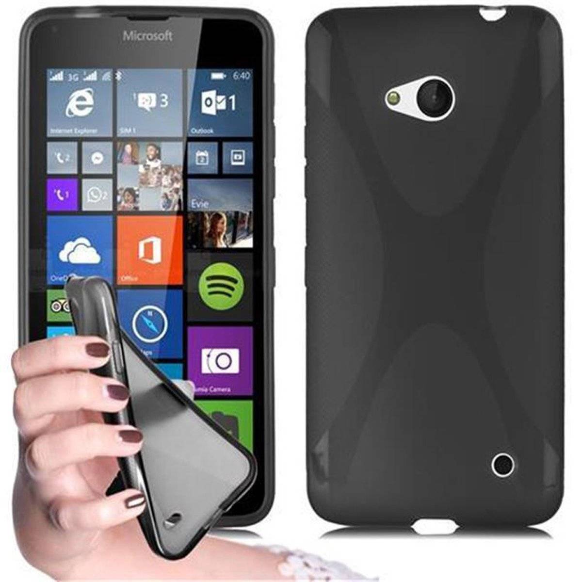 Flexible TPU Silikon Handy Schutzhülle - Hülle - ultra slim, oxid schwarz, Backcover für Nokia Lumia 640