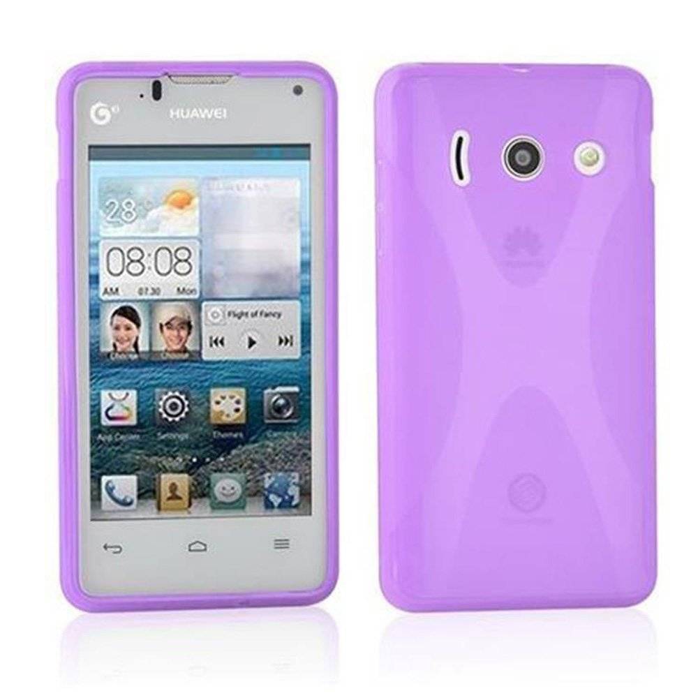 Cadorabo Hülle für Huawei ASCEND Y300 Hülle in FLIEDER VIOLETT - Handyhülle im X-Line TPU Silikon - Silikonhülle Schutzhülle Ultra Slim Soft Bac