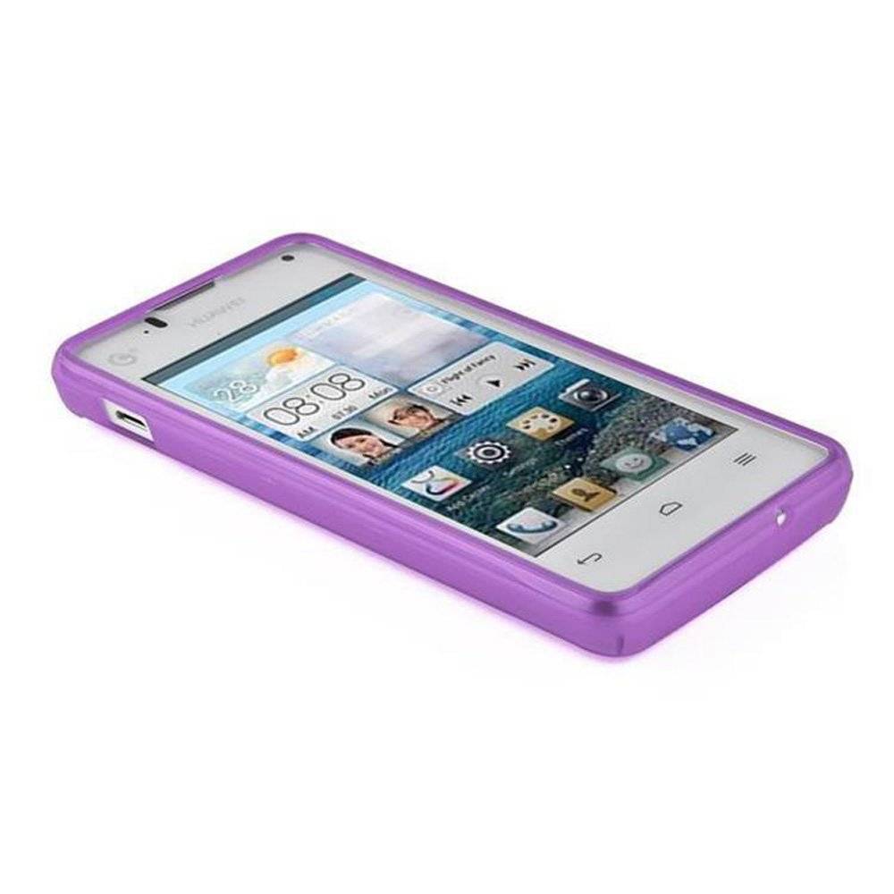 Cadorabo Hülle für Huawei ASCEND Y300 Hülle in FLIEDER VIOLETT - Handyhülle im X-Line TPU Silikon - Silikonhülle Schutzhülle Ultra Slim Soft Bac