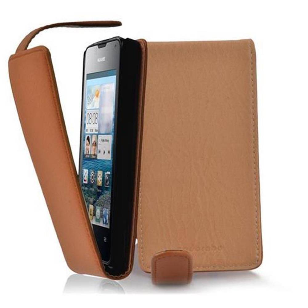 Cadorabo Schutzhülle für Huawei Y3 / Y3C / Y330 / Y331 / Y360 Hülle in Braun Flip Etui Handyhülle Case Cover Kunstleder