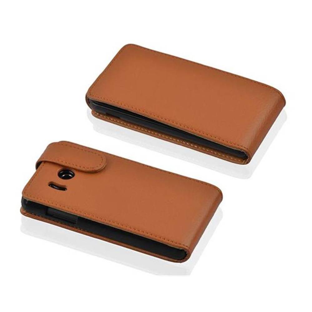 Cadorabo Schutzhülle für Huawei Y3 / Y3C / Y330 / Y331 / Y360 Hülle in Braun Flip Etui Handyhülle Case Cover Kunstleder