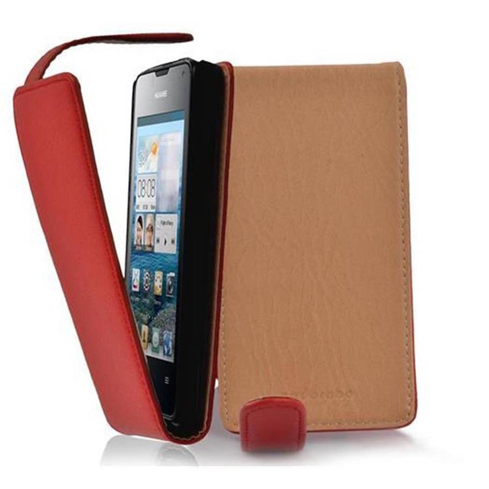 Cadorabo Schutzhülle für Huawei Y3 / Y3C / Y330 / Y331 / Y360 Hülle in Rot Flip Etui Handyhülle Case Cover Kunstleder