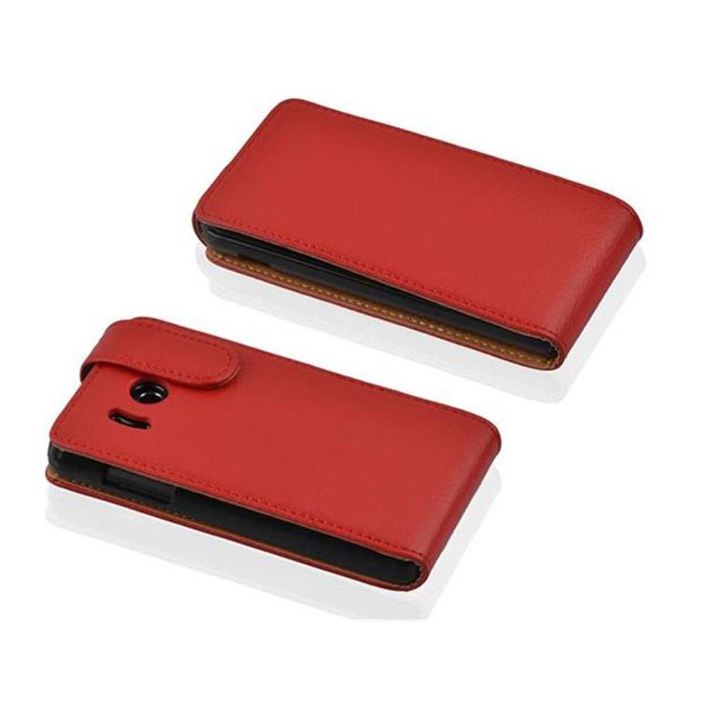 Cadorabo Schutzhülle für Huawei Y3 / Y3C / Y330 / Y331 / Y360 Hülle in Rot Flip Etui Handyhülle Case Cover Kunstleder