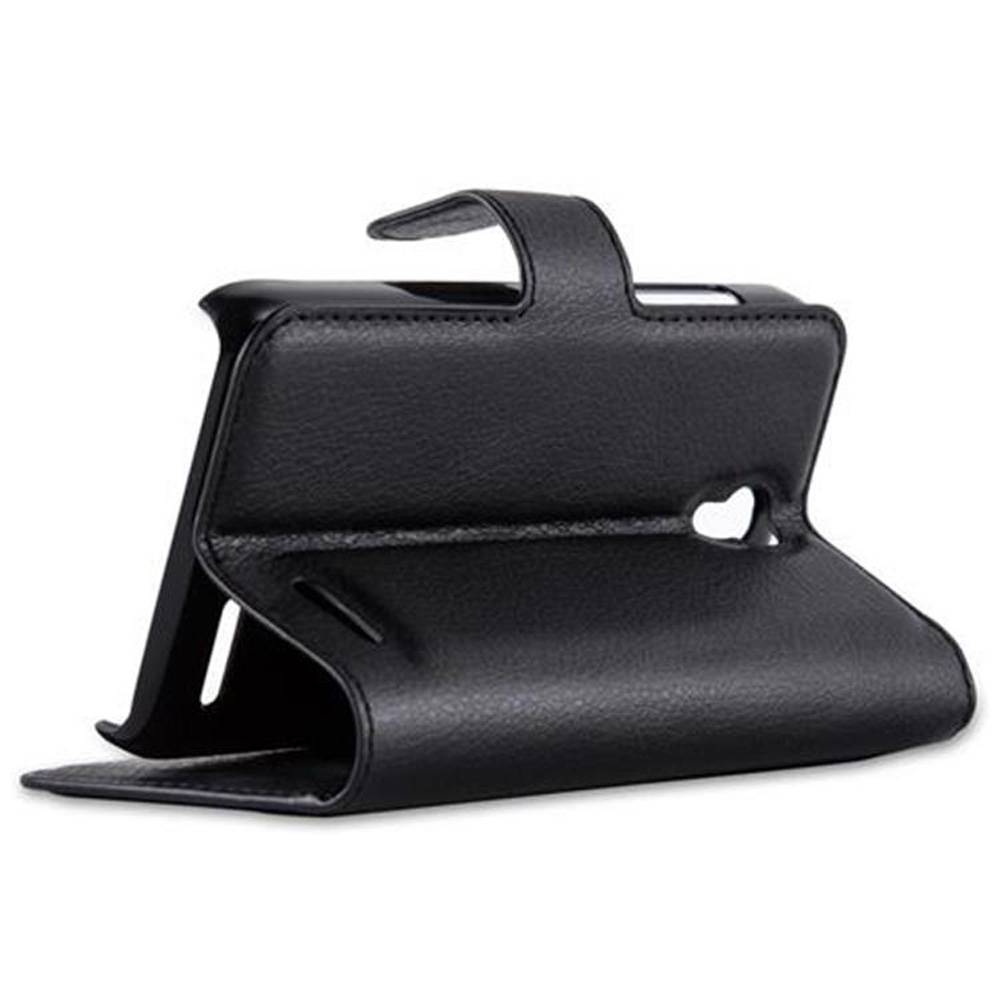 Cadorabo Hülle für Alcatel OneTouch S3 Schutz Hülle in Schwarz Handyhülle Etui Case Cover Magnetverschluss