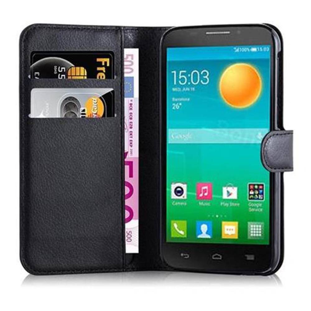 Cadorabo Hülle für Alcatel OneTouch POP S7 Schutz Hülle in Schwarz Handyhülle Etui Case Cover Magnetverschluss