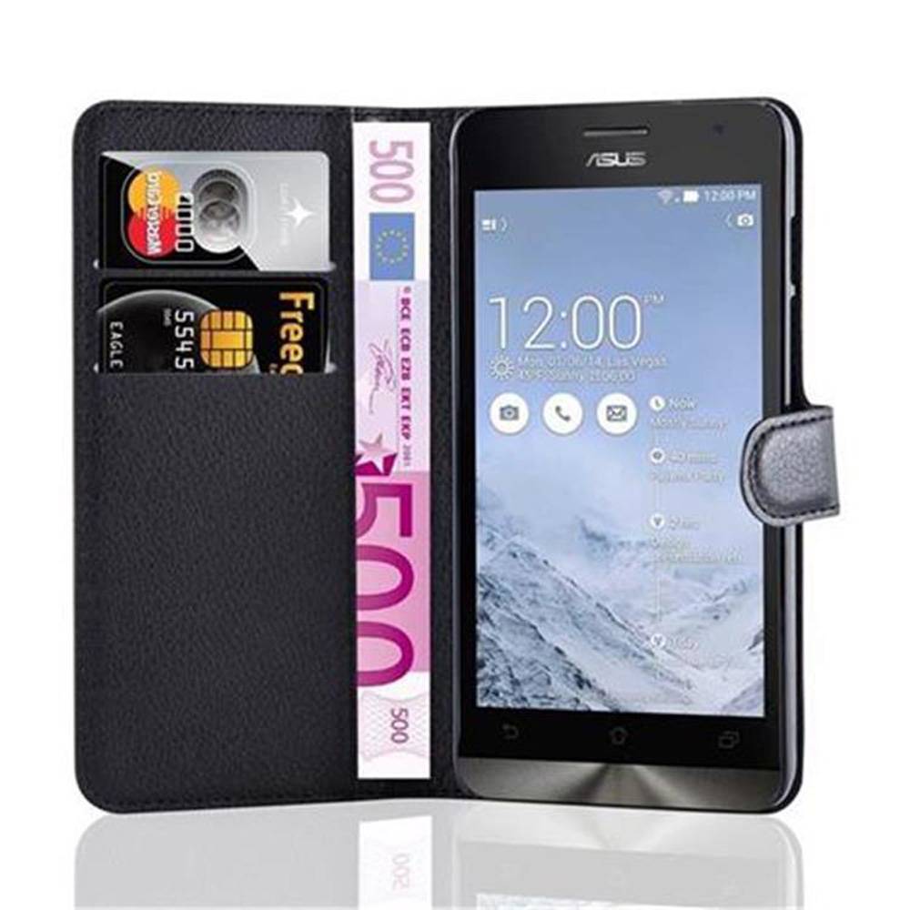 Cadorabo Hülle für Asus ZenFone 5 2014 Schutz Hülle in Schwarz Handyhülle Etui Case Cover Magnetverschluss