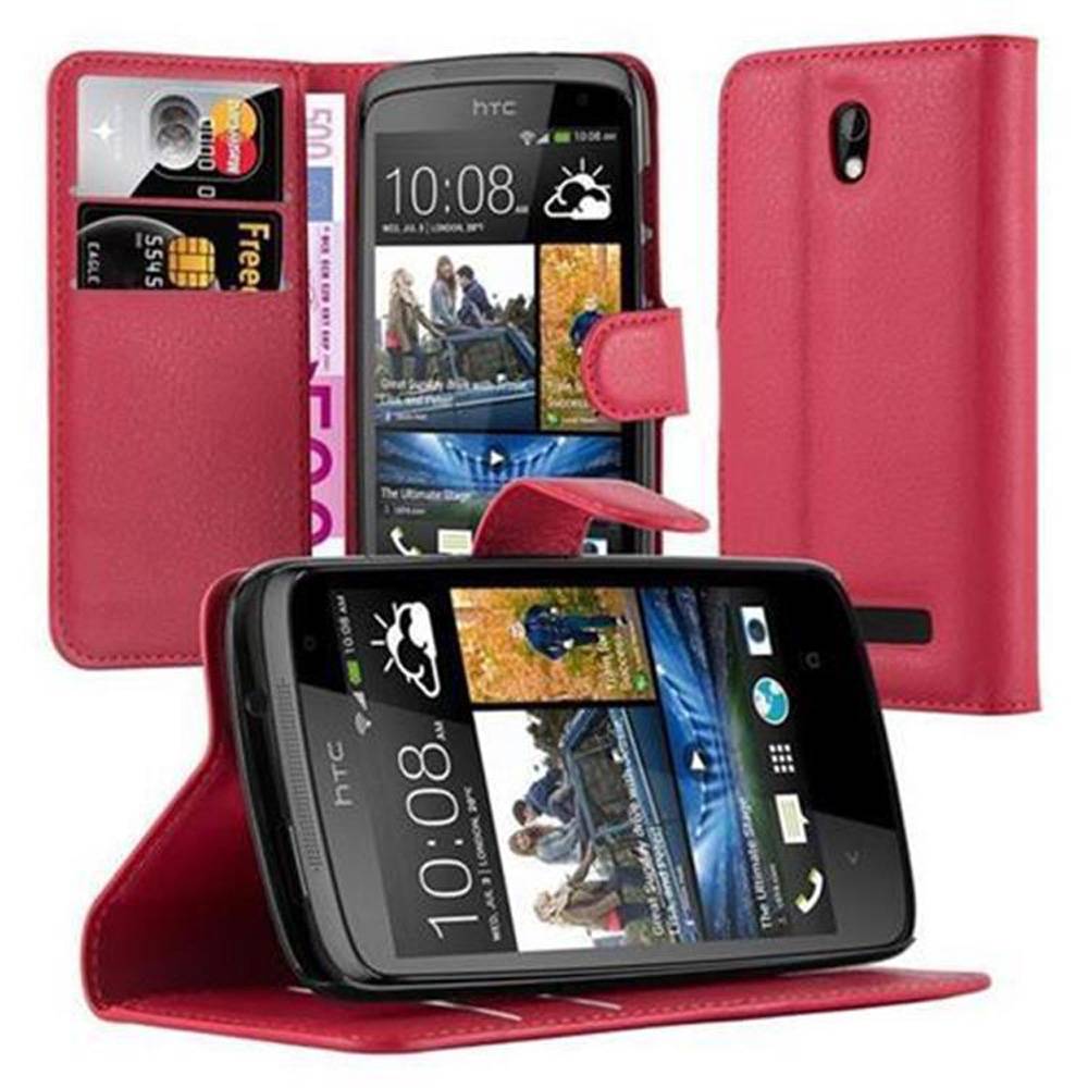 Cadorabo Hülle für HTC Desire 500 Schutz Hülle in Rot Handyhülle Etui Case Cover Magnetverschluss