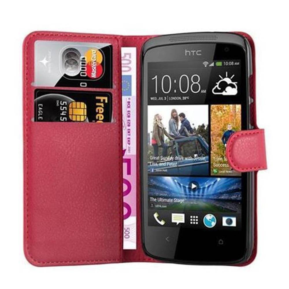 Cadorabo Hülle für HTC Desire 500 Schutz Hülle in Rot Handyhülle Etui Case Cover Magnetverschluss