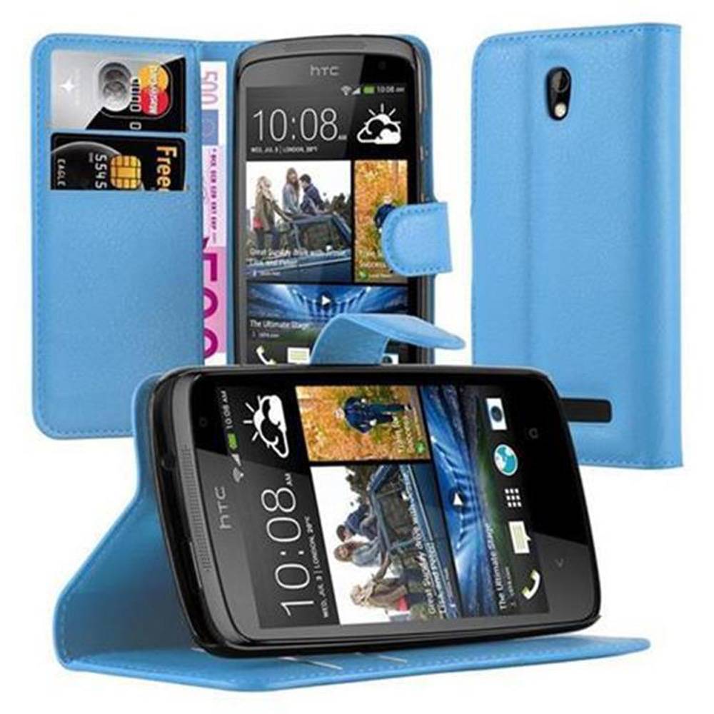 Cadorabo Hülle für HTC Desire 500 Schutz Hülle in Blau Handyhülle Etui Case Cover Magnetverschluss