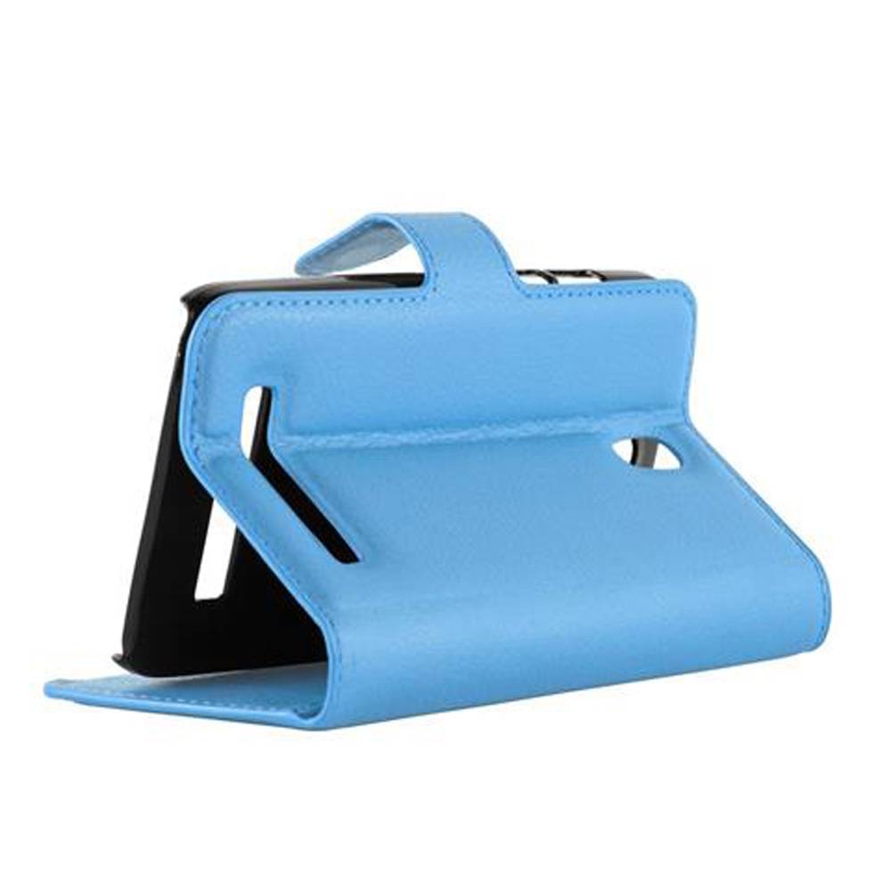 Cadorabo Hülle für HTC Desire 500 Schutz Hülle in Blau Handyhülle Etui Case Cover Magnetverschluss