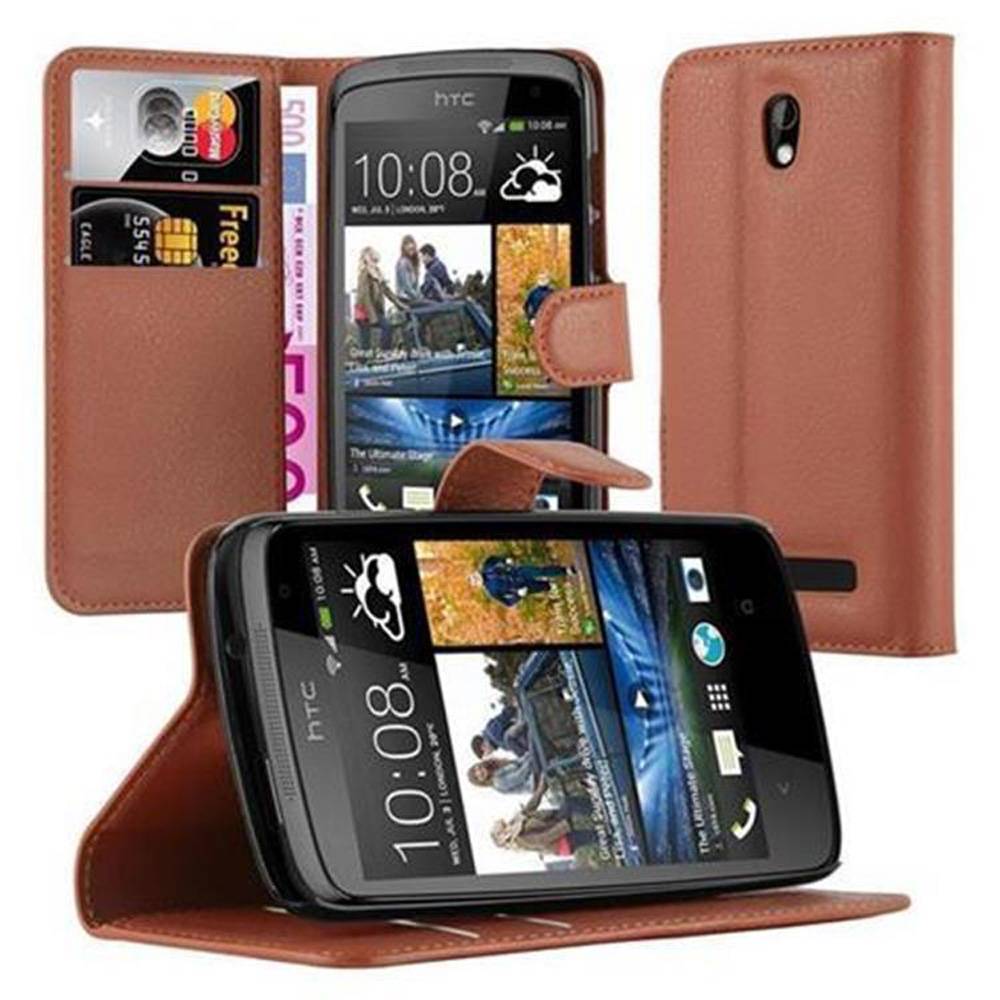 Cadorabo Hülle für HTC Desire 500 Schutz Hülle in Braun Handyhülle Etui Case Cover Magnetverschluss
