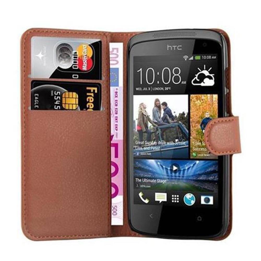 Cadorabo Hülle für HTC Desire 500 Schutz Hülle in Braun Handyhülle Etui Case Cover Magnetverschluss