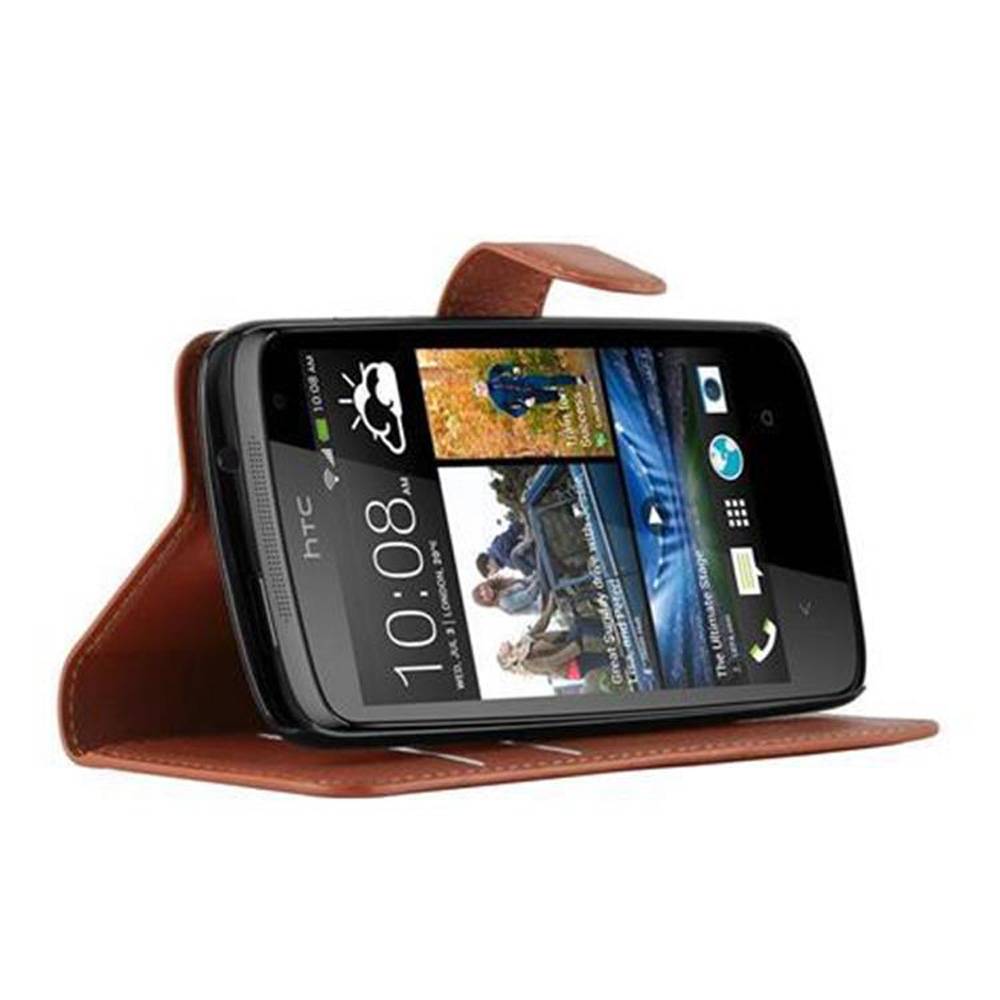 Cadorabo Hülle für HTC Desire 500 Schutz Hülle in Braun Handyhülle Etui Case Cover Magnetverschluss