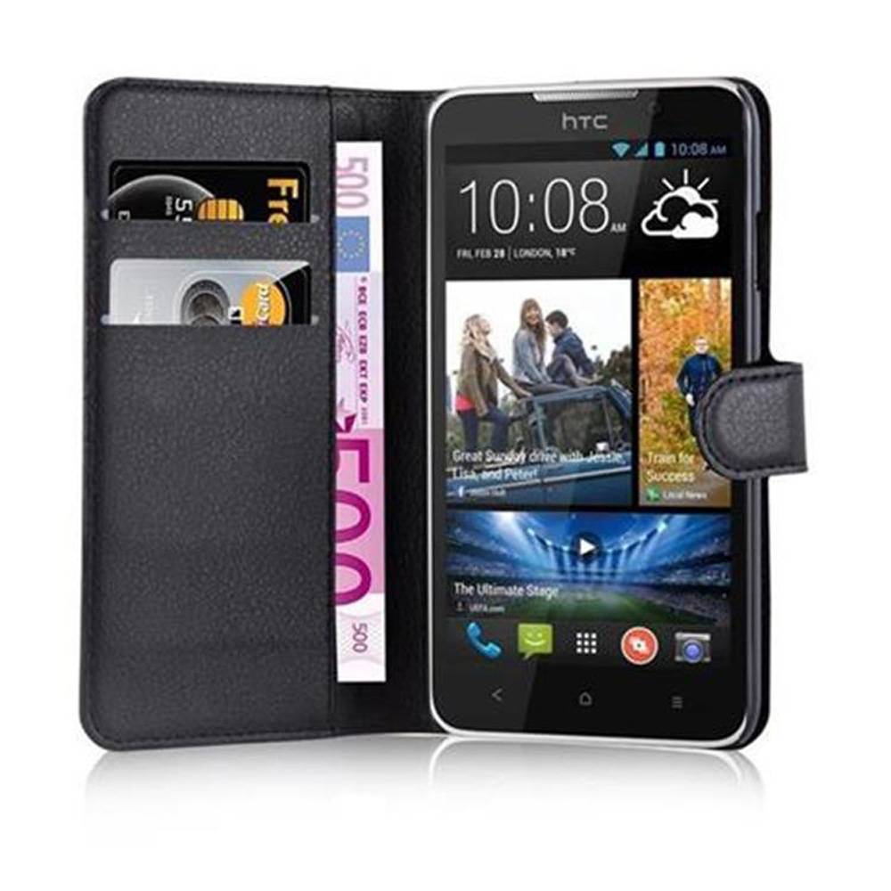 Cadorabo Hülle für HTC Desire 516 Schutz Hülle in Schwarz Handyhülle Etui Case Cover Magnetverschluss