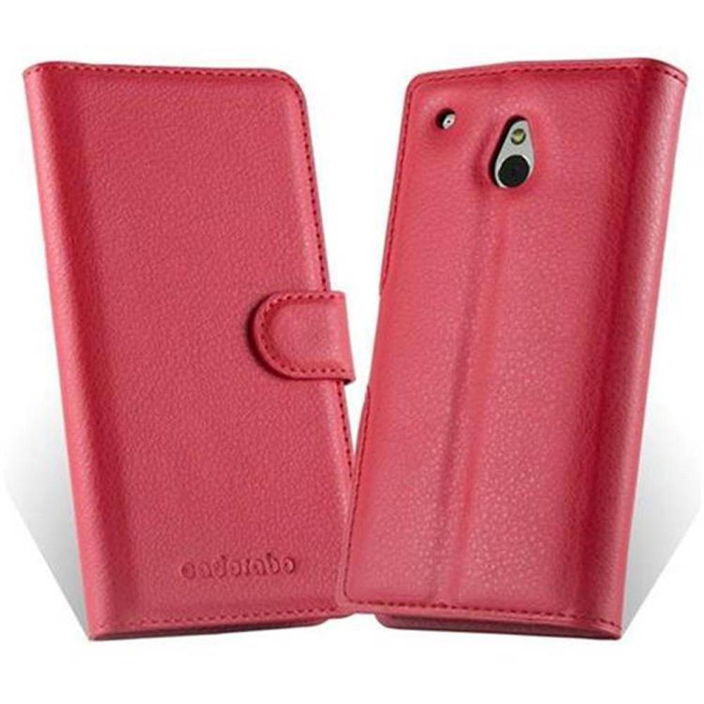 Cadorabo Hülle für HTC ONE M4 MINI Schutz Hülle in Rot Handyhülle Etui Case Cover Magnetverschluss