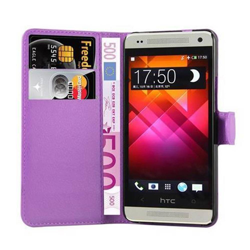 Cadorabo Hülle für HTC ONE M4 MINI Schutz Hülle in Lila Handyhülle Etui Case Cover Magnetverschluss