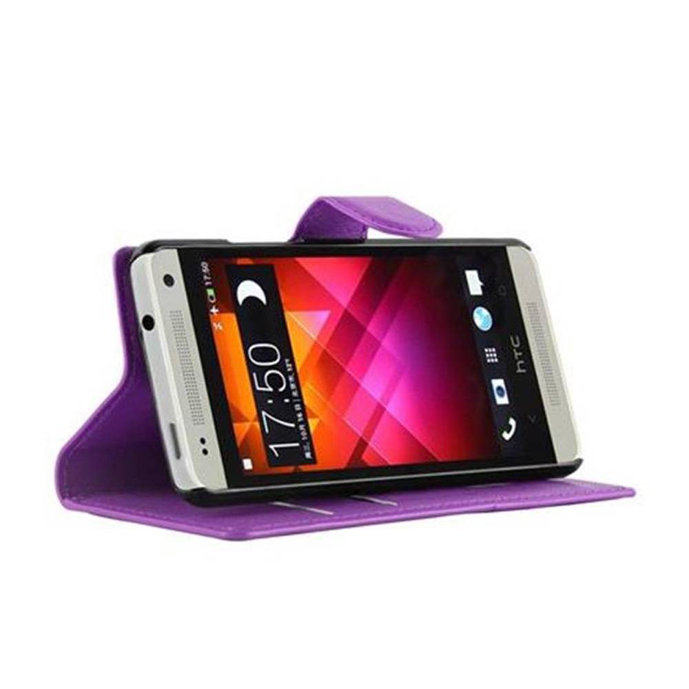 Cadorabo Hülle für HTC ONE M4 MINI Schutz Hülle in Lila Handyhülle Etui Case Cover Magnetverschluss