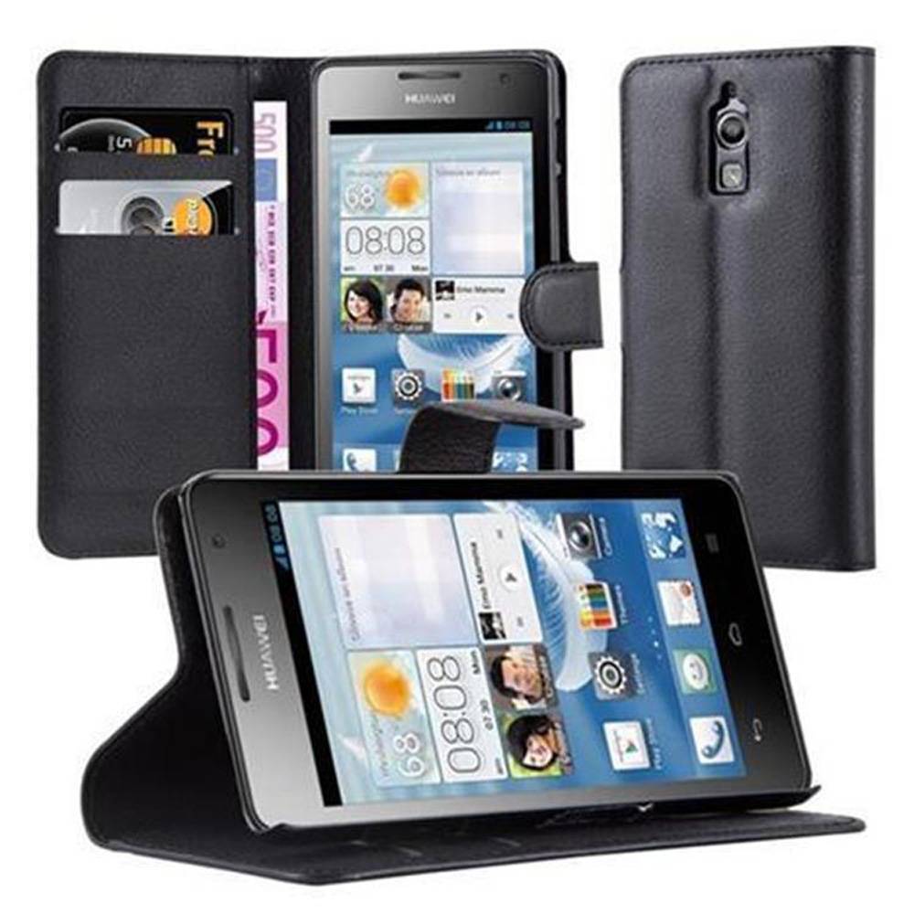 Cadorabo Hülle für Huawei ASCEND G526 Schutz Hülle in Schwarz Handyhülle Etui Case Cover Magnetverschluss