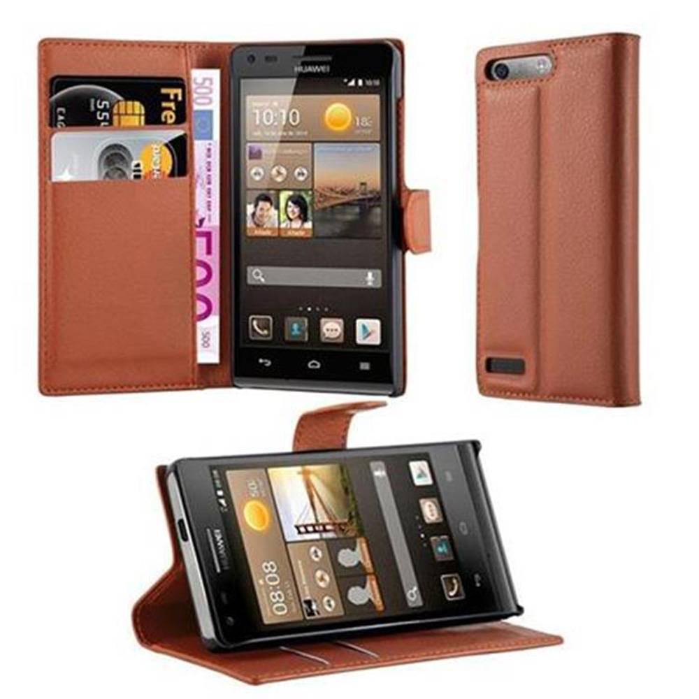 Cadorabo Hülle für Huawei ASCEND G6 Schutz Hülle in Braun Handyhülle Etui Case Cover Magnetverschluss