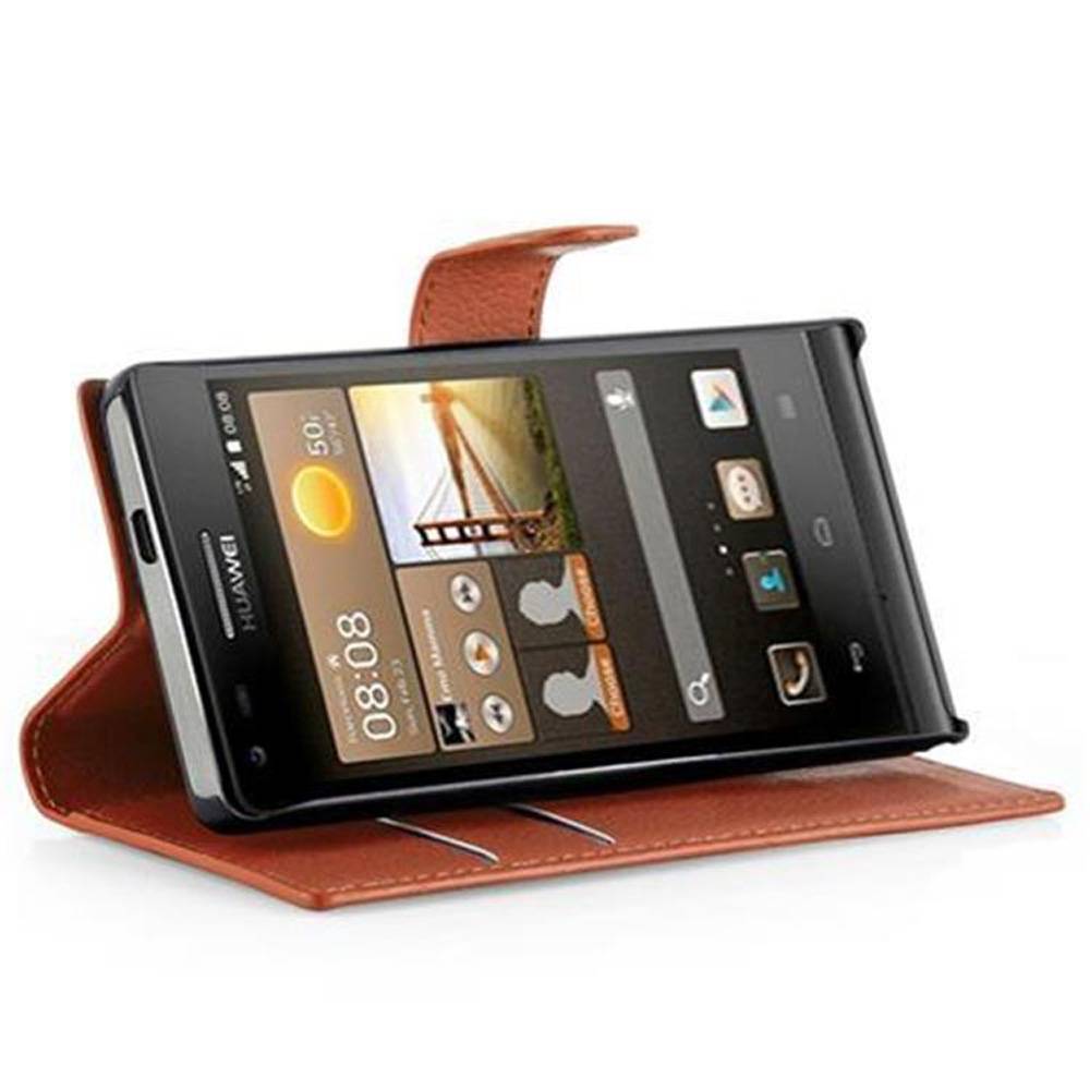 Cadorabo Hülle für Huawei ASCEND G6 Schutz Hülle in Braun Handyhülle Etui Case Cover Magnetverschluss